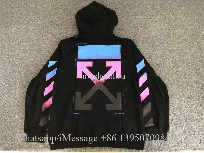 Off White Co Virgil Abloh 18FW Hoodie Black Gradient Rainbow