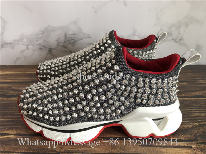 Christian Louboutin Spike Sock Donna Sneaker Grey