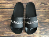 Balenciaga Black And White Logo Rubber Slides