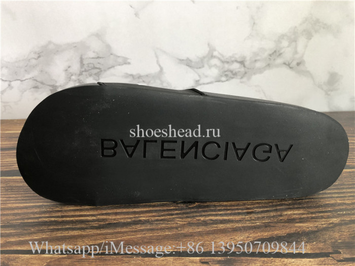 Balenciaga Black And White Logo Rubber Slides