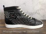 Christian Louboutin Orlato Flat High Top Sneaker Black Leather Studs