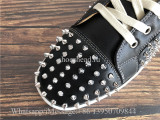 Christian Louboutin Orlato Flat High Top Sneaker Black Leather Studs