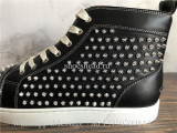 Christian Louboutin Orlato Flat High Top Sneaker Black Leather Studs