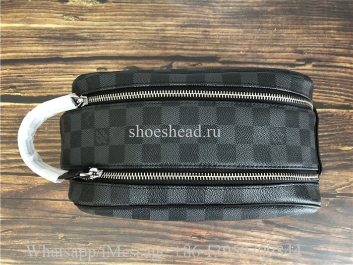 Louis Vuitton Toilet Pouch PM Damier Graphite Canvas Dopp Kit Bag