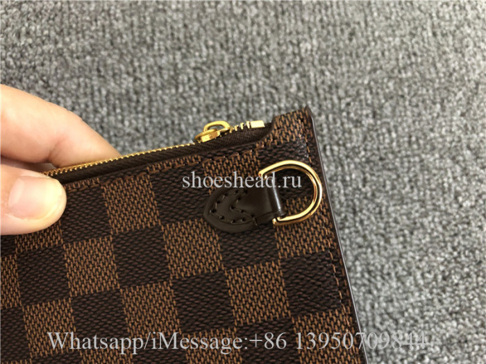 Original Version Louis Vuitton Damier Ebene Neverfull MM Cerise Lining Handbag