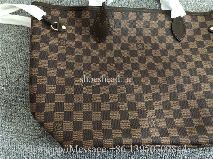Original Version Louis Vuitton Damier Ebene Neverfull MM Cerise Lining Handbag