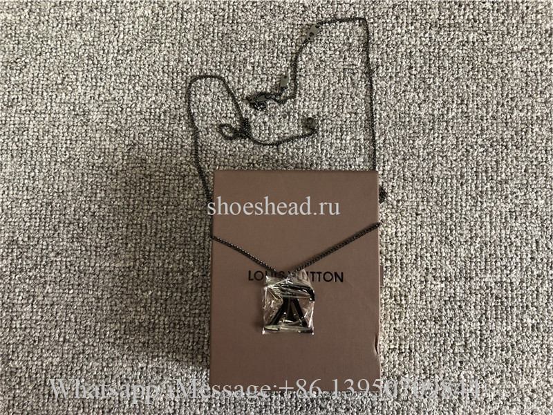 Louis Vuitton black LV Logo Necklace