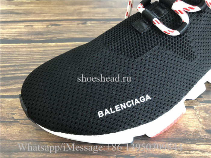 Balenciaga Lace-Up Knit Sock Speed Trainer Black Red White