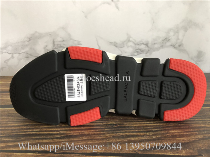 Balenciaga Lace-Up Knit Sock Speed Trainer Black Red White