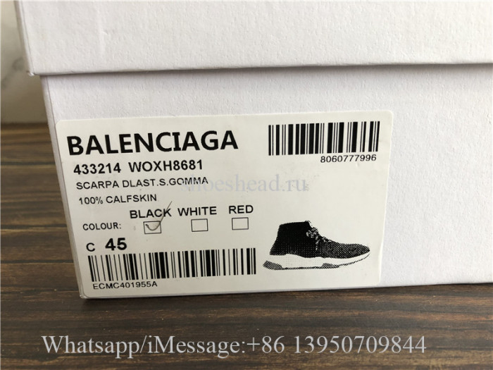 Balenciaga Lace-Up Knit Sock Speed Trainer Black Red White