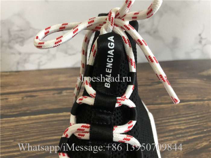 Balenciaga Lace-Up Knit Sock Speed Trainer Black Red White