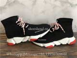 Balenciaga Lace-Up Knit Sock Speed Trainer Black Red White