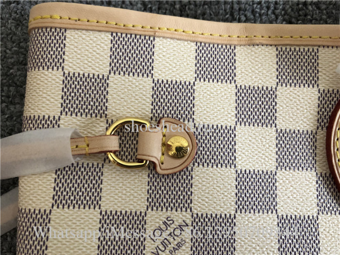 Original Louis Vuitton Damier Azur Bag Neo Neverfull GM Rose Ballerine