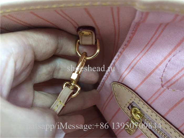 Original Louis Vuitton Damier Azur Bag Neo Neverfull GM Rose Ballerine
