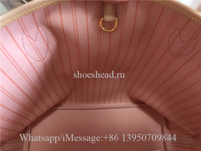 Original Louis Vuitton Damier Azur Bag Neo Neverfull GM Rose Ballerine