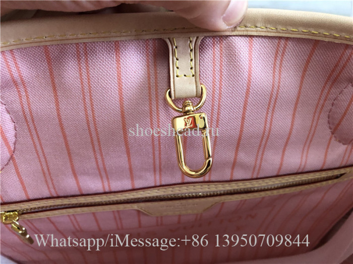 Original Louis Vuitton Damier Azur Bag Neo Neverfull GM Rose Ballerine