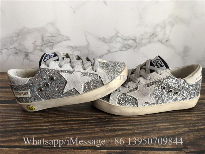 Kid Golden Goose GGDB Superstar Sneaker Grey Crystal