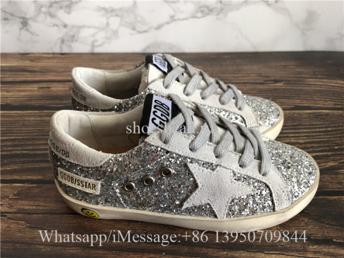 Kid Golden Goose GGDB Superstar Sneaker Grey Crystal