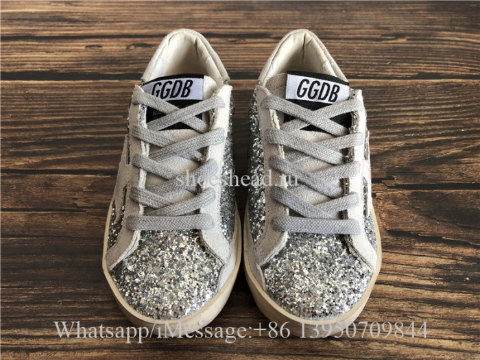 Kid Golden Goose GGDB Superstar Sneaker Grey Crystal