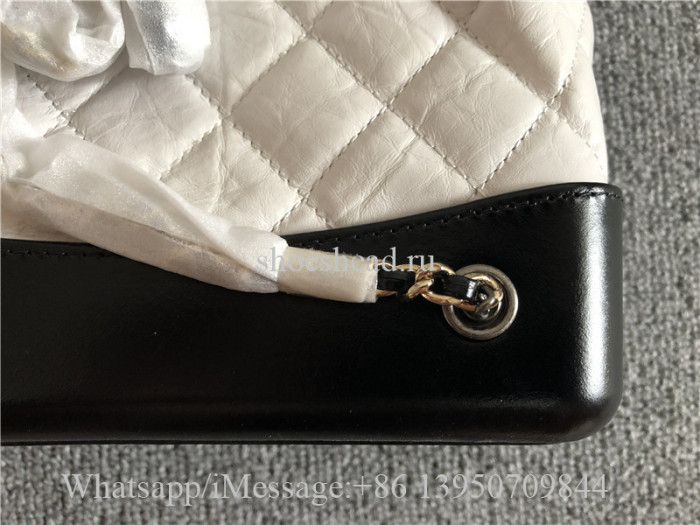 Original Quality Chanel Gabrielle Backpack Small White Black
