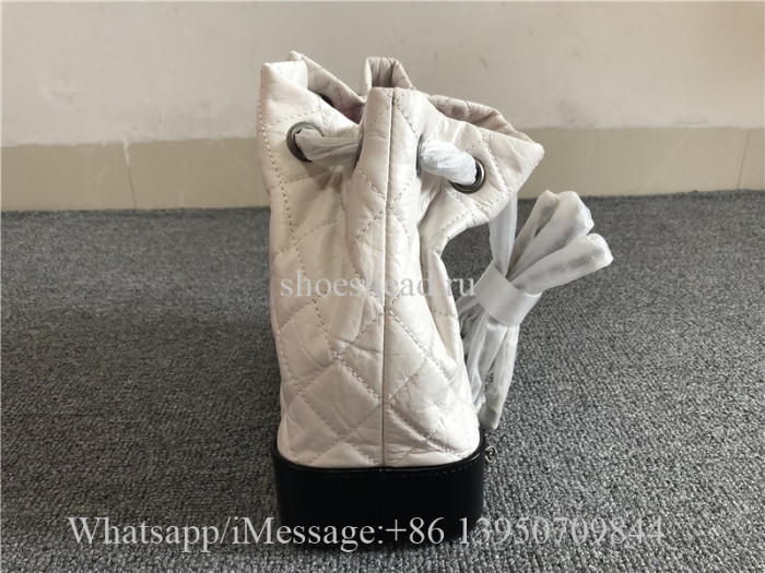 Original Quality Chanel Gabrielle Backpack Small White Black