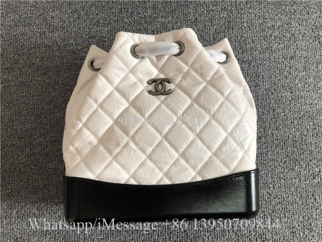 Original Quality Chanel Gabrielle Backpack Small White Black