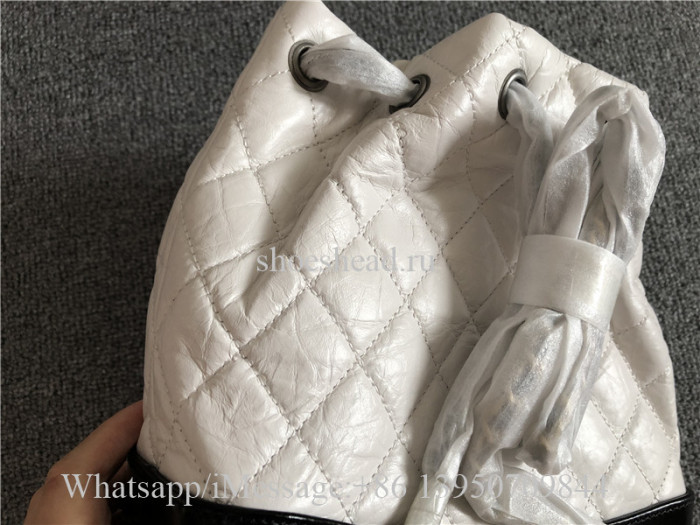 Original Quality Chanel Gabrielle Backpack Small White Black