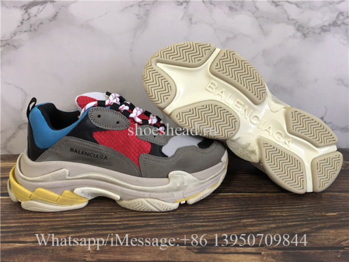 Balenciaga Fall Winter Washed Old Show Triple-S Sneaker Grey Red Blue