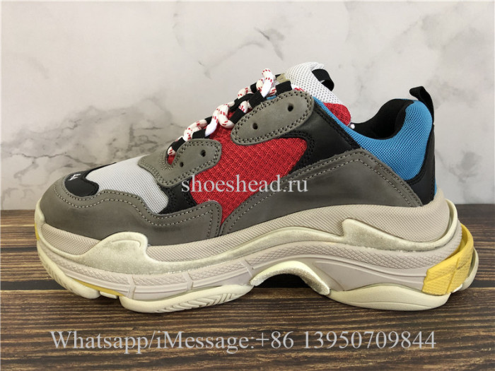 Balenciaga Fall Winter Washed Old Show Triple-S Sneaker Grey Red Blue