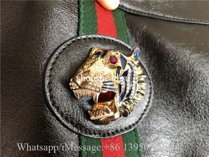 Original Gucci Rajah Large Embellished Leather Tote Black Bag