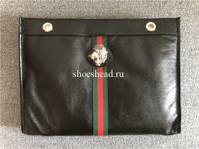 Original Gucci Rajah Large Embellished Leather Tote Black Bag