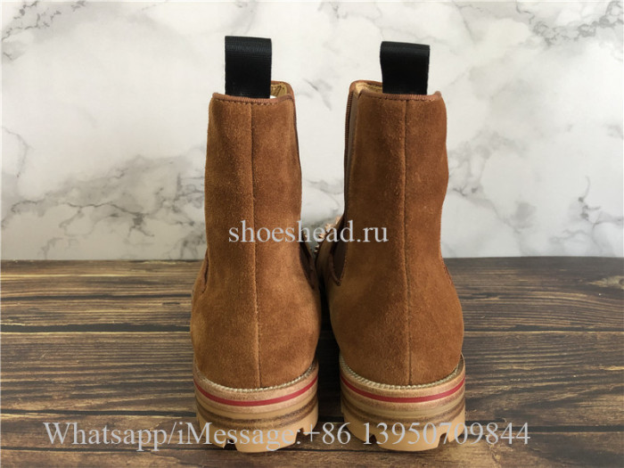 Christian Louboutin Spike High Boots Camel Brown Suede