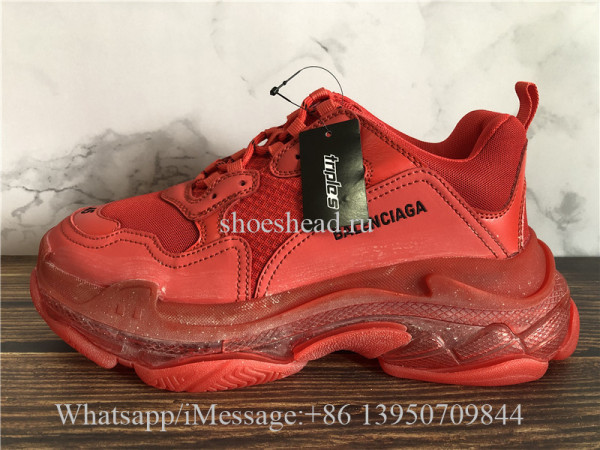 Balenciaga Triple S Clear Sole Sneaker Red