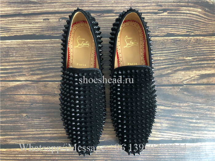 Christian Louboutin Roller Boy Spike Black Suede Opera Sneaker