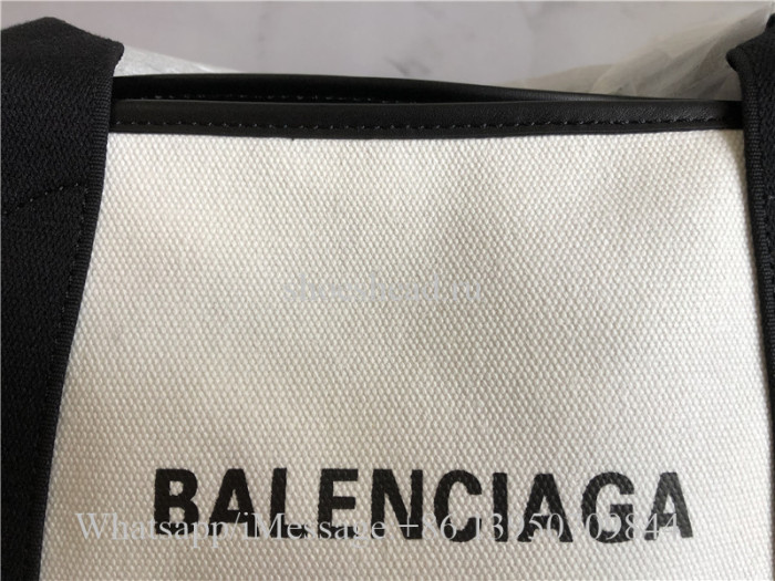 Original Balenciaga Cabas Small Leather-Trimmed Canvas Tote Bag