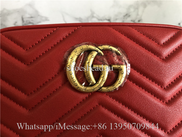 Original Gucci GG Marmont Mini Matelasse Camera Bag Hibiscus Red