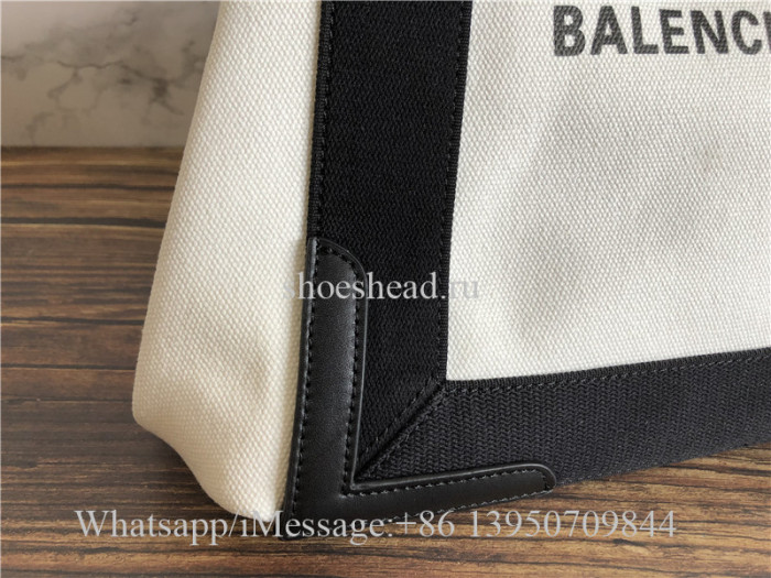 Original Balenciaga Cabas Small Leather-Trimmed Canvas Tote Bag