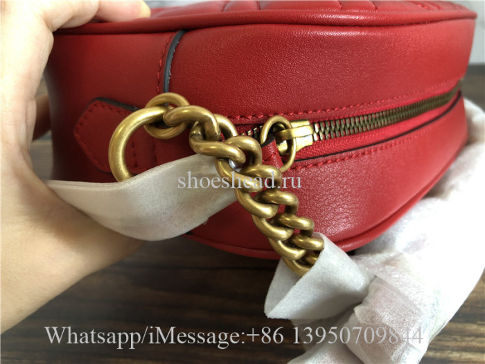 Original Gucci GG Marmont Mini Matelasse Camera Bag Hibiscus Red