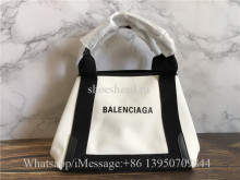 Original Balenciaga Cabas Small Leather-Trimmed Canvas Tote Bag