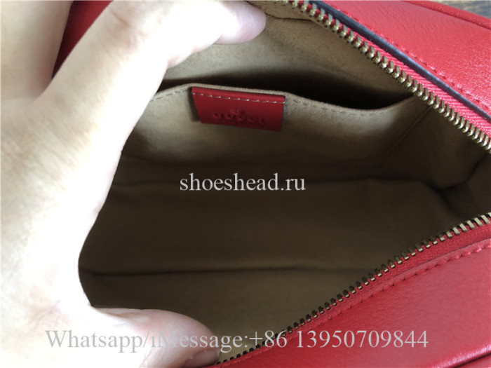 Original Gucci GG Marmont Mini Matelasse Camera Bag Hibiscus Red
