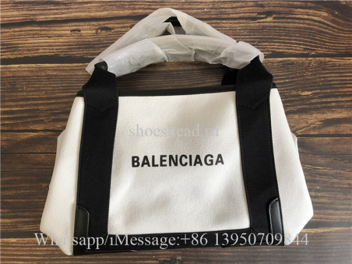 Original Balenciaga Cabas Small Leather-Trimmed Canvas Tote Bag