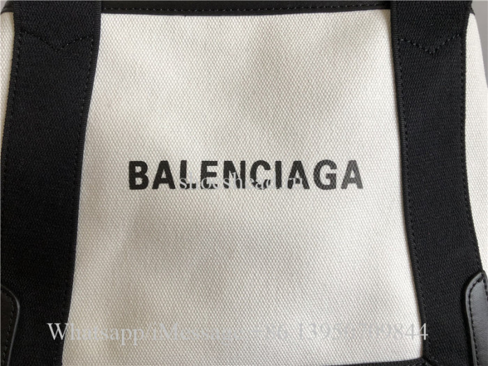 Original Balenciaga Cabas Small Leather-Trimmed Canvas Tote Bag