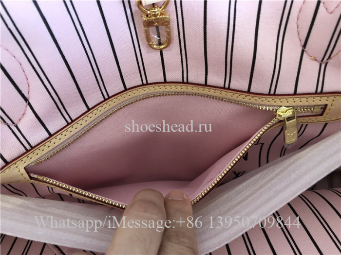 Original Louis Vuitton Monogram Rose Ballerine Neverfull MM Bag