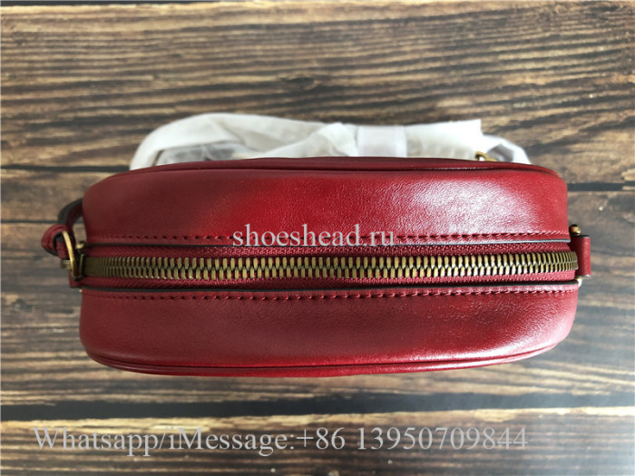 Original Gucci Red GG Marmont Mini Round Shoulder Bag