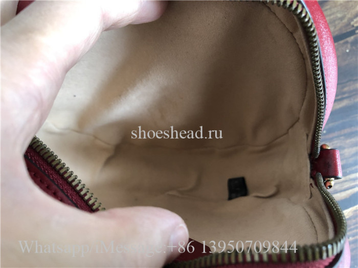 Original Gucci Red GG Marmont Mini Round Shoulder Bag