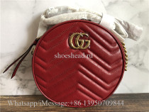 Original Gucci Red GG Marmont Mini Round Shoulder Bag