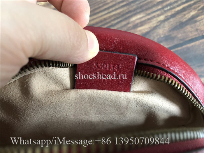 Original Gucci Red GG Marmont Mini Round Shoulder Bag