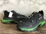 Balenciaga Triple S Black Trainer Green Clear Sole