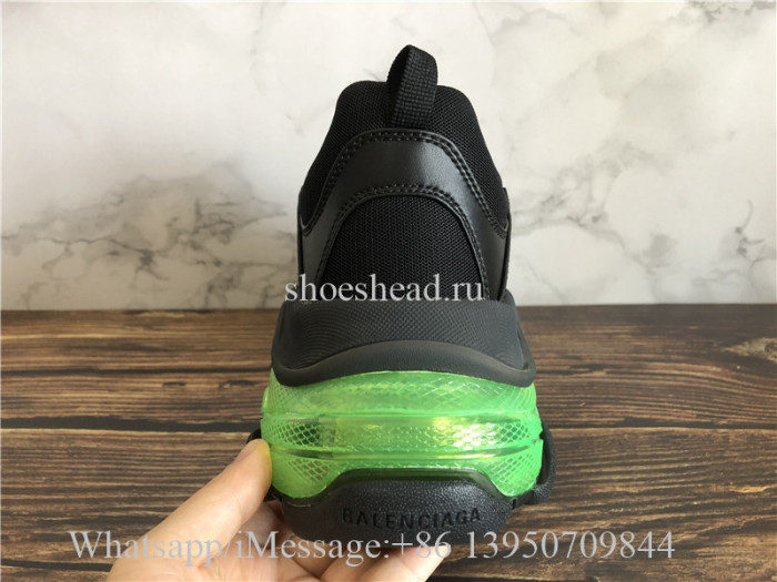 Balenciaga Triple S Black Trainer Green Clear Sole