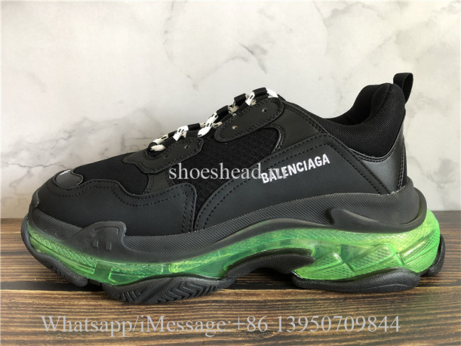 Balenciaga Triple S Black Trainer Green Clear Sole
